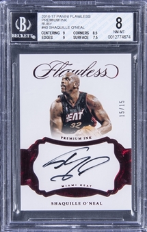 2016-17 Panini Flawless "Premium Ink" Ruby #40 Shaquille ONeal Signed Card (#15/15) - BGS NM-MT 8/BGS 8
